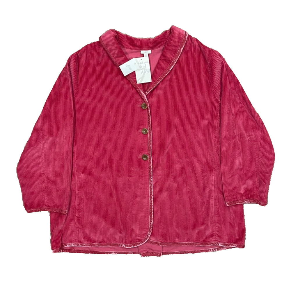 J. Jill NEW Corduroy Blazer Coat Womens 4X Red Button Front Jacket Wide Wale NWT